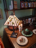 15" White Lamp with Applied Leaves