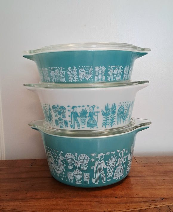 Set of Pyrex Butterprint Casseroles