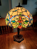 Tiffany Style Lamp with Oranges & Greens