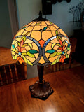 Tiffany Style Lamp with Oranges & Greens