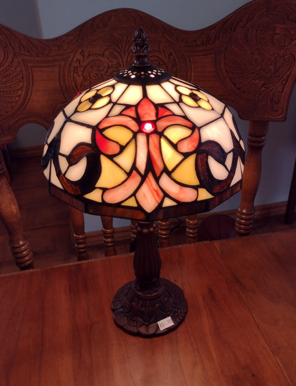 #SG2312 - Stained Glass Lamp with Pink Tones