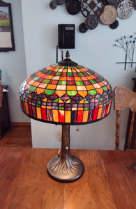 #21402 - Large Stained Glass Lamp with Many Small Panels