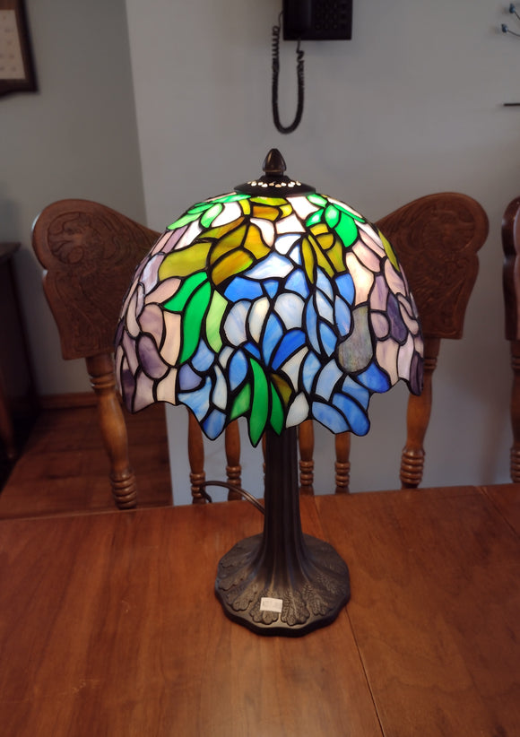 #SGL402 - Purple, Blue & Green Stained Glass Lamp