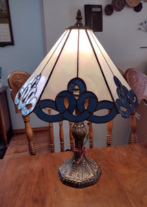 #21596 - Blue & White Stained Glass Lamp