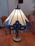 #21596 - Blue & White Stained Glass Lamp