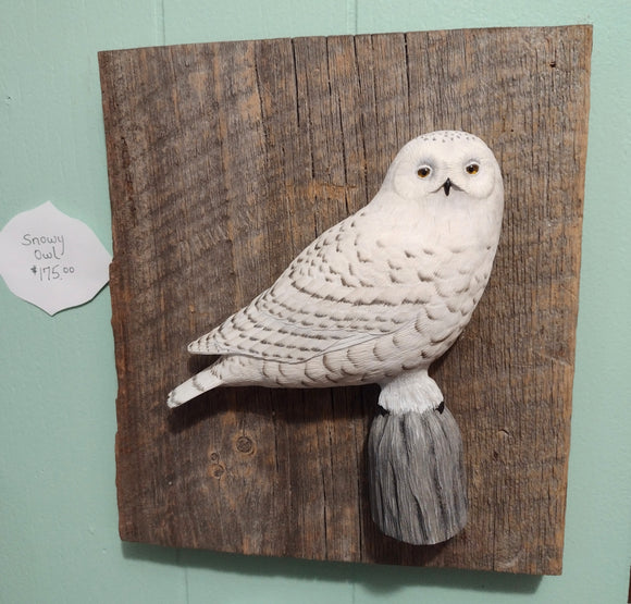 Hand-carved Snowy Owl