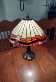 #21966 - Cream Stained Glass Lamp with Colourful Edge