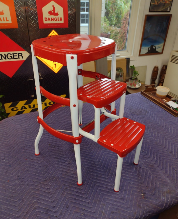 Red & White Flip Stool