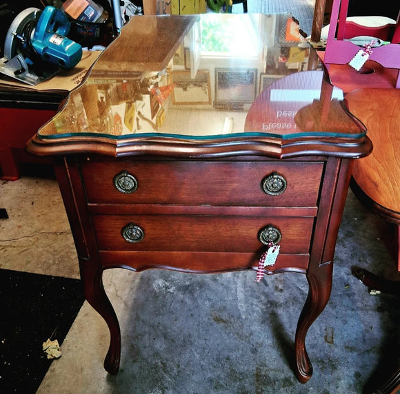 #22459 - Side Table with Custom Cut Glass