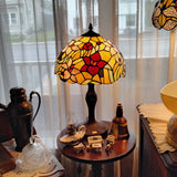 #GD32 - Cream Coloured Stained Glass Lamp