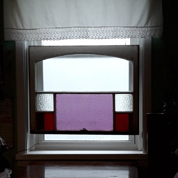 #17400 - Vintage Window with Beautiful Purple & Red Panels